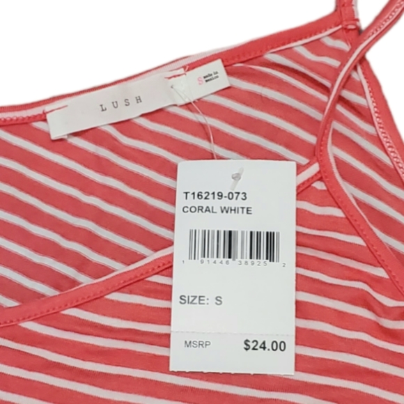 Lush Striped Swing Camisole Coral White S - Picture 5 of 5
